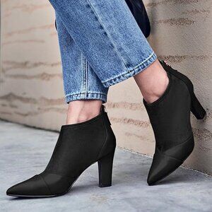 Womens Ankle Booties Dress Boots Pointed Toe Stiletto High Heel BLACK